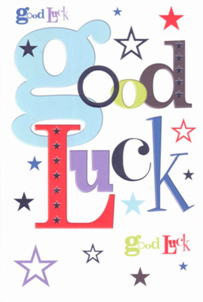 There's an unmistakable vibrancy woven through every inch of this good luck card, echoing the exuberant energy found on a busy afternoon in Erith's town square. Each letter stands with its own bold personality: some wide and airy in pastel blue, others slender and expressive in inky black or sanguine red-together, they march in gentle harmony across a luminous white background. Playful stars erupt around the words, their saturated hues of lemon, violet, and moss green reminiscent of Erith's riverbank wildflowers under the changing sky. The composition breathes with space, allowing every shade and texture to shine, while the tactile smoothness of the card evokes the premium feel you'd expect from an artisan florist on West Street. It's more than a simple token; this card feels like a pocket-sized talisman, humming with the collective dreams and encouragement of friends waving goodbye at Erith station. The overall design suggests both celebration and intimate support, an artistic keepsake perfect for ushering a loved one toward new beginnings, from moving house in Greater Erith to embarking on exciting adventures afar.